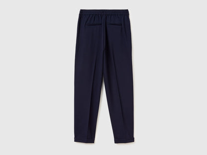 Benetton Dark Blue Women Regular Fit Trousers with Crease SKU: 47CKDF0AZ_016 Image 02