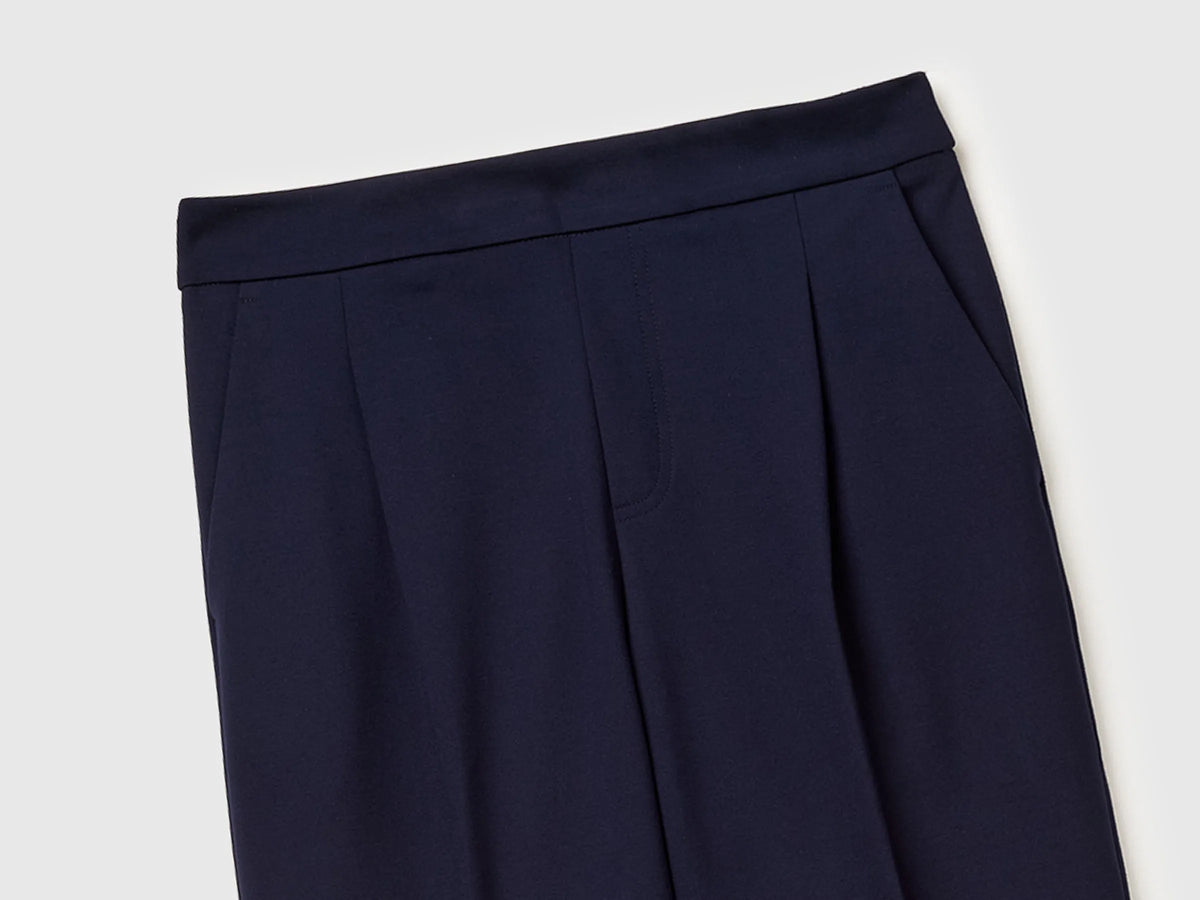 Benetton Dark Blue Women Regular Fit Trousers with Crease SKU: 47CKDF0AZ_016 Image 03
