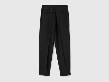 Benetton Black Women Regular Fit Trousers with Crease SKU: 47CKDF0AZ_100 Image 02