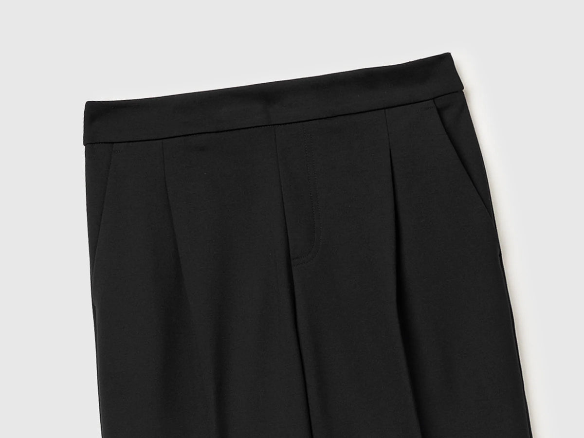 Benetton Black Women Regular Fit Trousers with Crease SKU: 47CKDF0AZ_100 Image 03