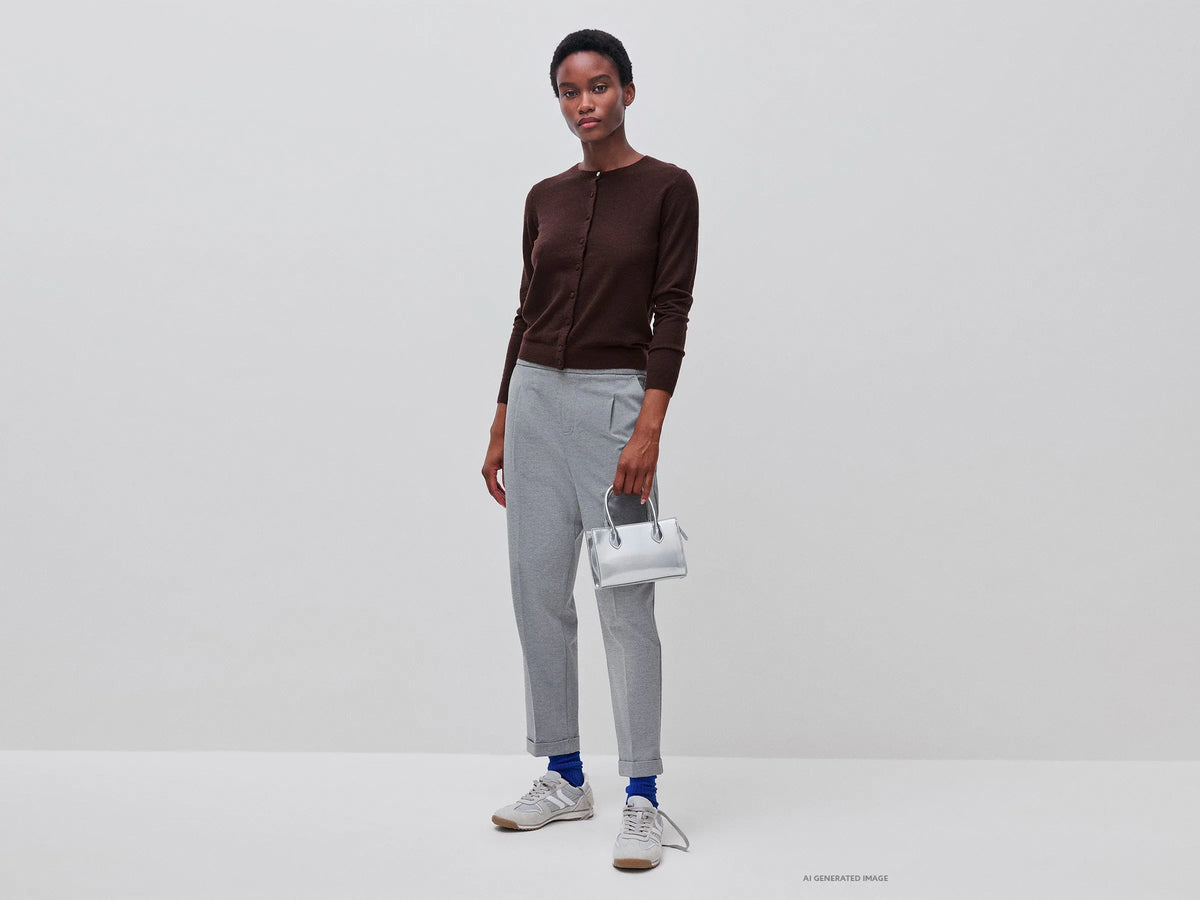 Benetton Light Gray Women Regular Fit Trousers with Crease SKU: 47CKDF0AZ_907 Image 01