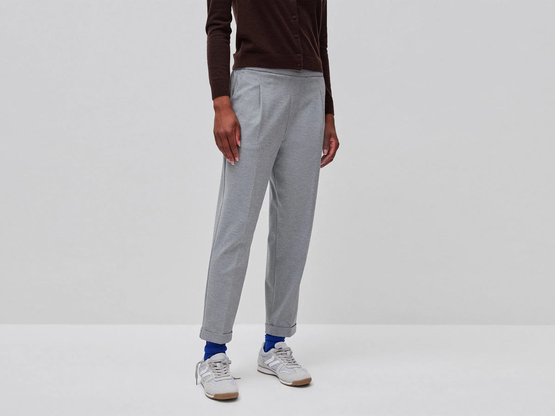 Benetton Light Gray Women Regular Fit Trousers with Crease SKU: 47CKDF0AZ_907 Image 02