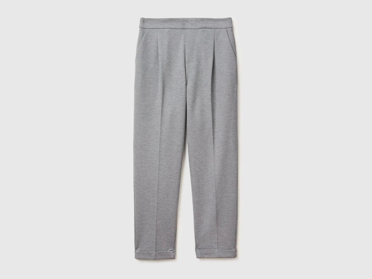 Benetton Light Gray Women Regular Fit Trousers with Crease SKU: 47CKDF0AZ_907 Image 05