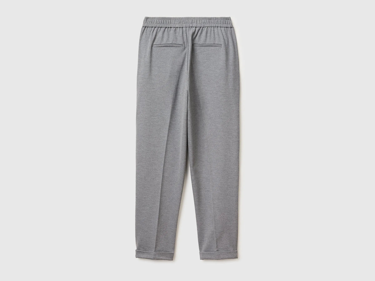 Benetton Light Gray Women Regular Fit Trousers with Crease SKU: 47CKDF0AZ_907 Image 06