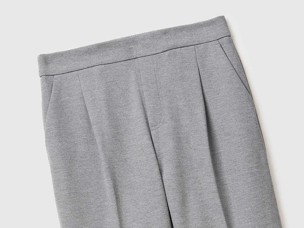 Benetton Light Gray Women Regular Fit Trousers with Crease SKU: 47CKDF0AZ_907 Image 07