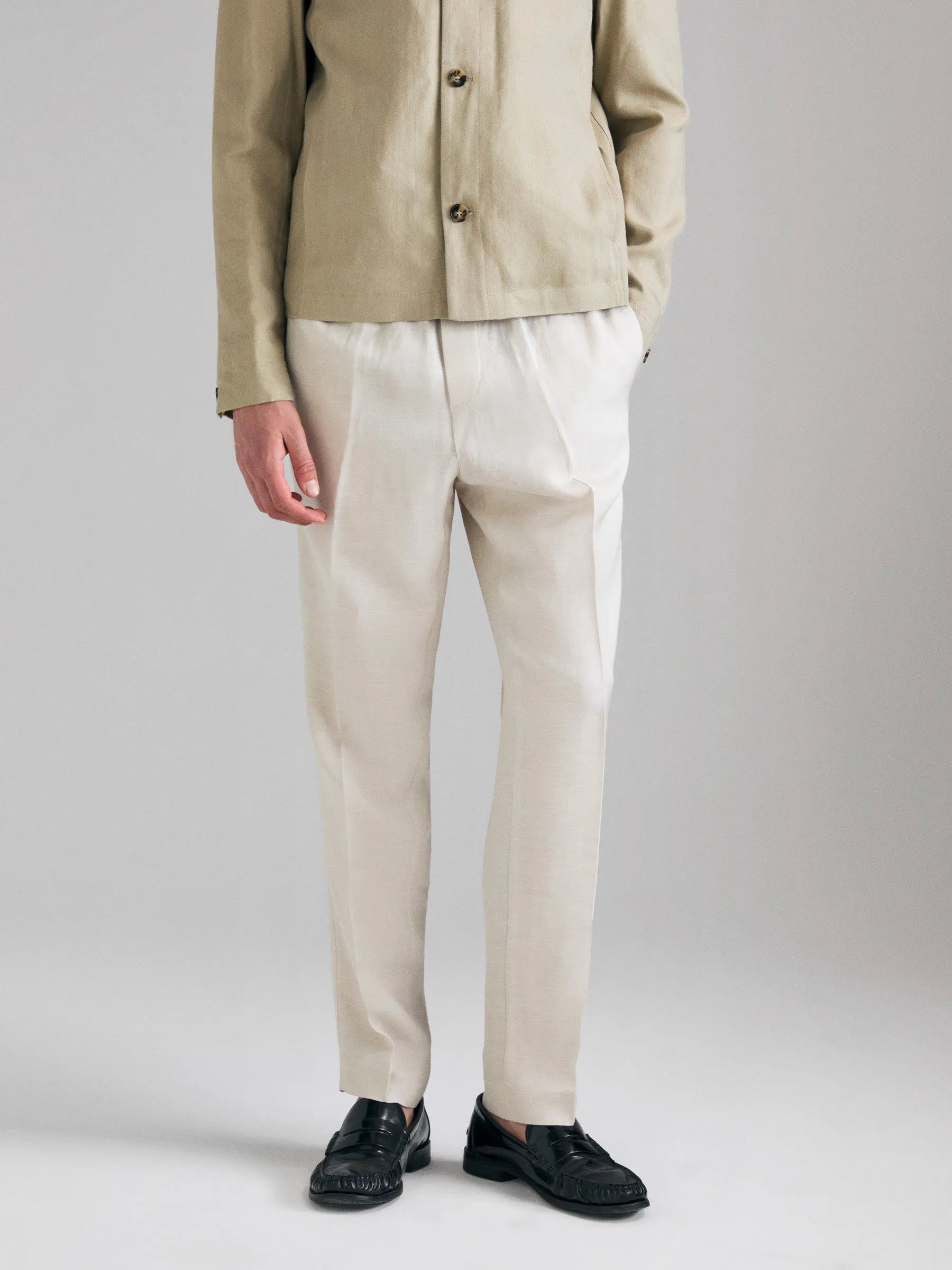 Sisley Creamy white Men Linen Blend Joggers SKU: 47HVSF061_901 Image 03