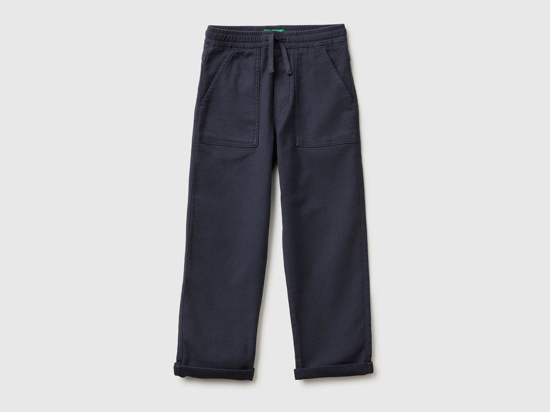 Benetton_Air Force Blue_Joggers with Cotton Blend with Drawstring_47K0CF03T_0J8_01