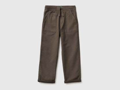 Benetton_Brown_Joggers with Cotton Blend with Drawstring_47K0CF03T_26H_01
