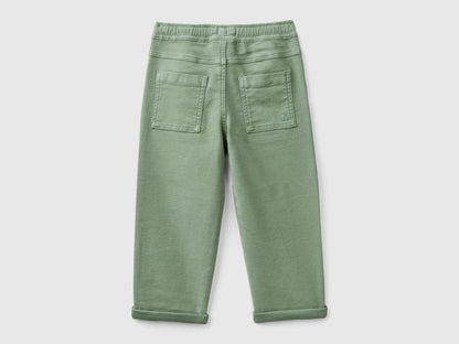Benetton Military Green Boys Joggers with Cotton Blend with Drawstring SKU: 47K0GF026_075 Image 02