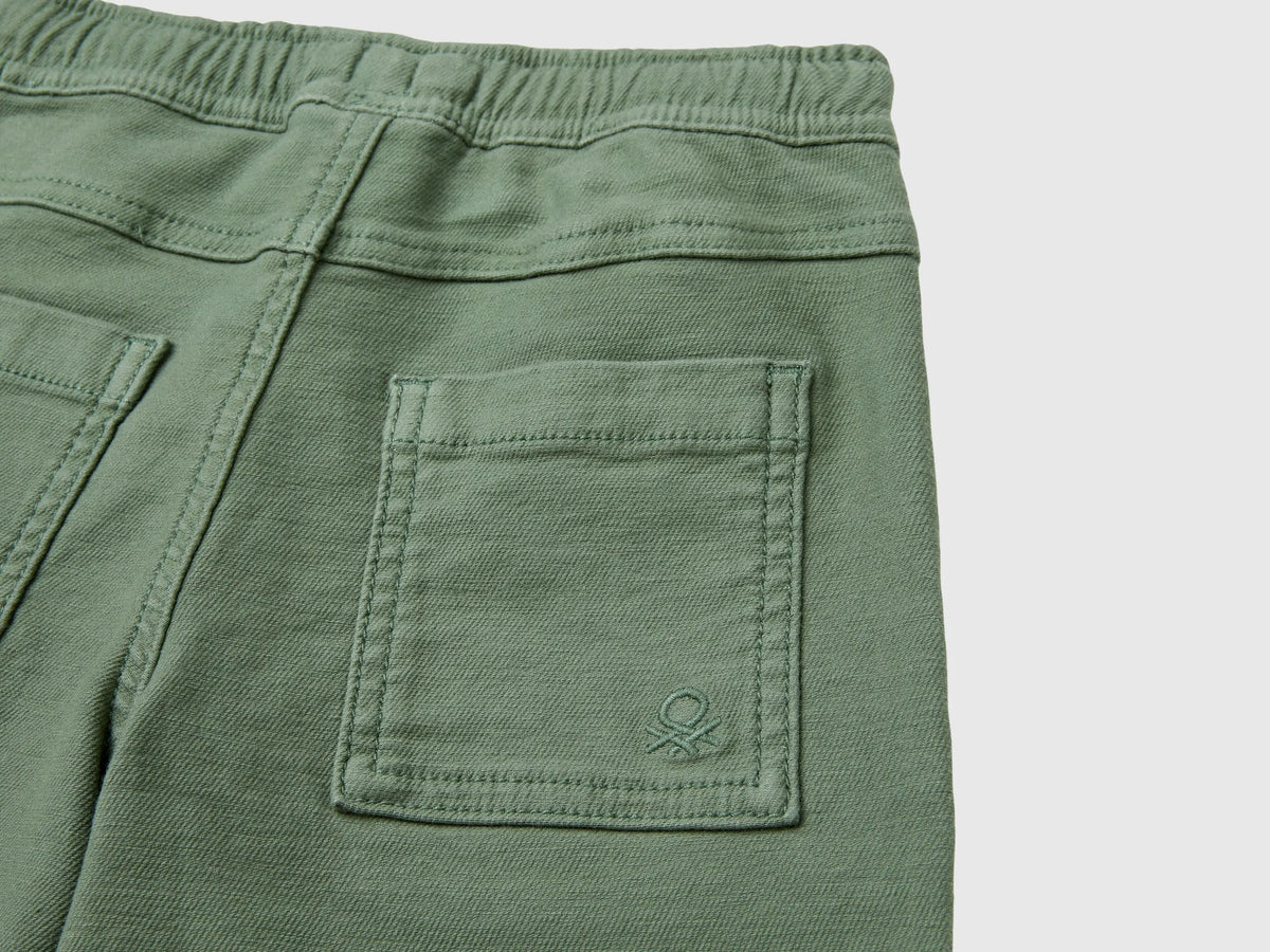 Benetton Military Green Boys Joggers with Cotton Blend with Drawstring SKU: 47K0GF026_075 Image 03