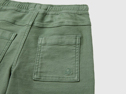Benetton Military Green Boys Joggers with Cotton Blend with Drawstring SKU: 47K0GF026_075 Image 03