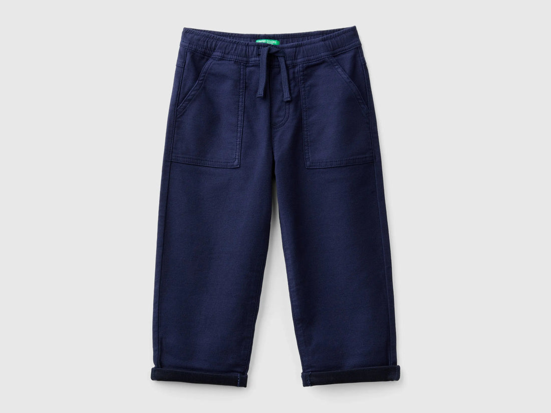 Benetton Dark Blue Boys Joggers with Cotton Blend with Drawstring SKU: 47K0GF026_252 Image 01