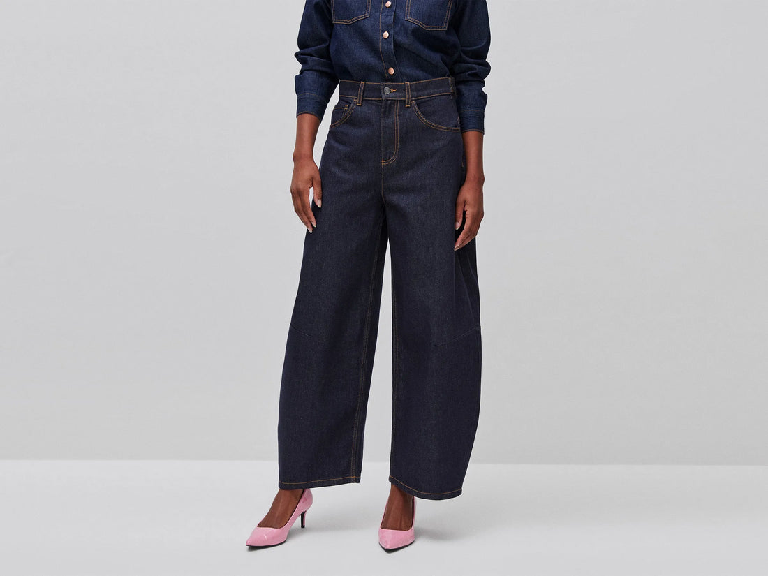 Benetton Dark Blue Women Barrel-Fit Jeans SKU: 47KYDF0CD_905 Image 01
