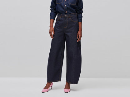 Benetton Dark Blue Women Barrel-Fit Jeans SKU: 47KYDF0CD_905 Image 01