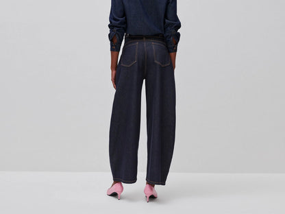 Benetton Dark Blue Women Barrel-Fit Jeans SKU: 47KYDF0CD_905 Image 02