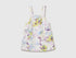 Benetton White Girls Floral Dungaree Dress SKU: 47PPGT00Q_67P Image 01