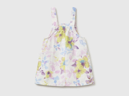 Benetton White Girls Floral Dungaree Dress SKU: 47PPGT00Q_67P Image 02