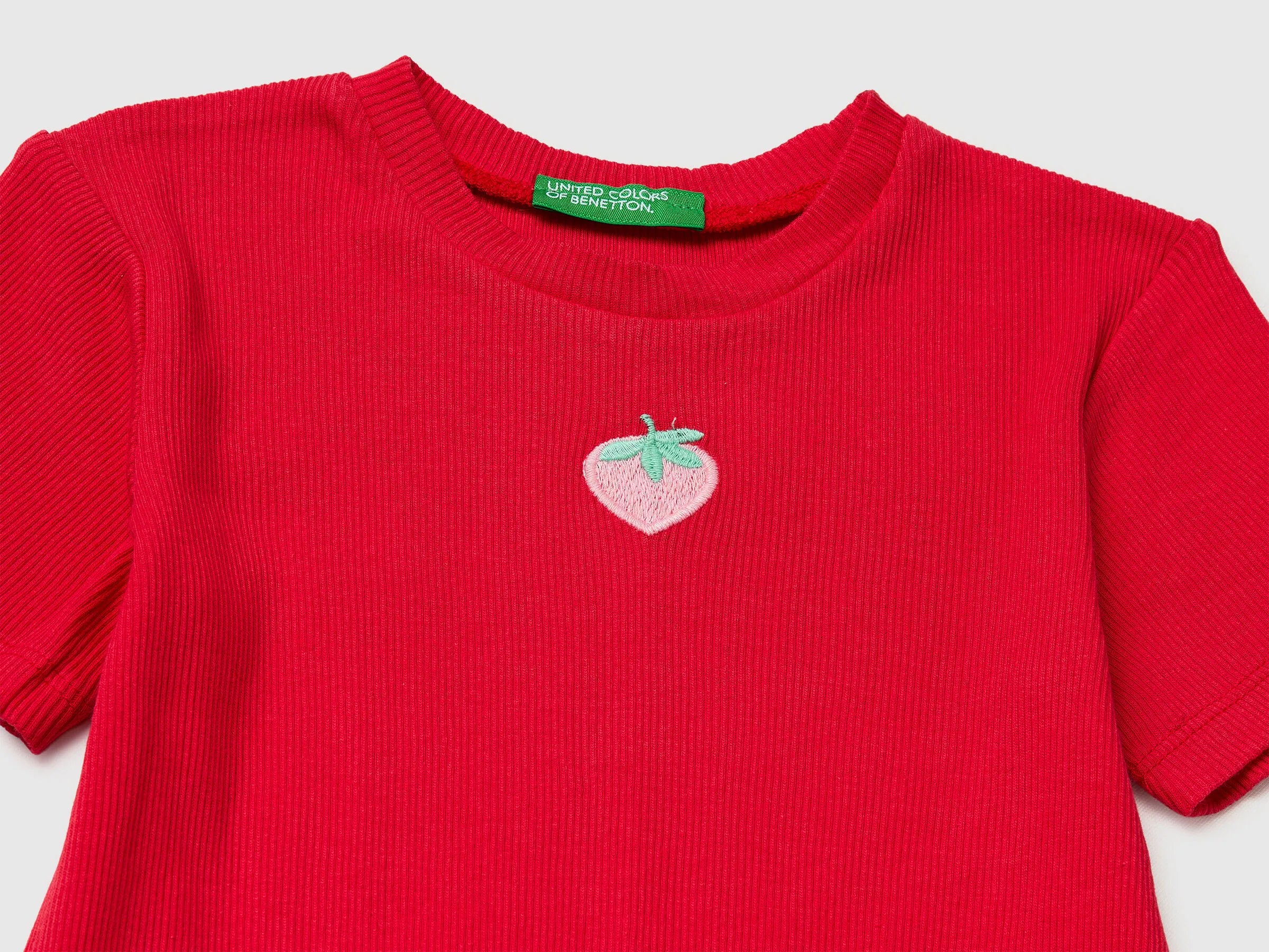 Benetton Red Girls Dress with Gingham Skirt SKU: 47QJGV02P_903 Image 03