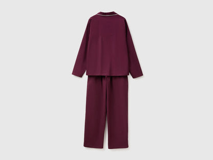Benetton Burgundy Women 100% Cotton Long Open Pajamas SKU: 47QP3P015_901 Image 02