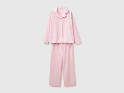 Benetton Pink Women 100% Cotton Long Open Pajamas SKU: 47QP3P015_903 Image 01