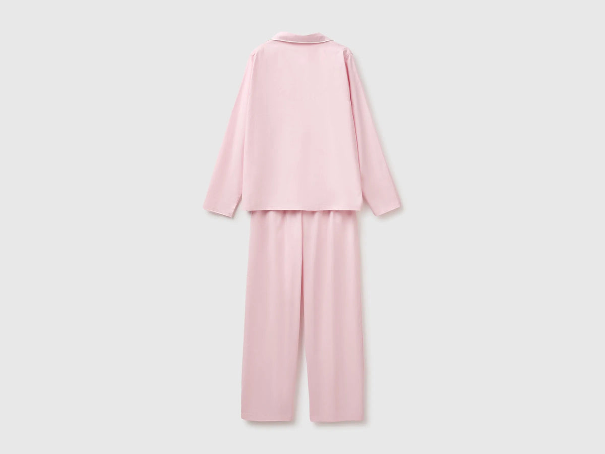 Benetton Pink Women 100% Cotton Long Open Pajamas SKU: 47QP3P015_903 Image 02