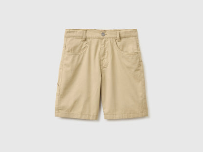 Benetton Beige Boys Lightweight Bermuda Shorts with Pockets SKU: 47RGC902U_00B Image 01