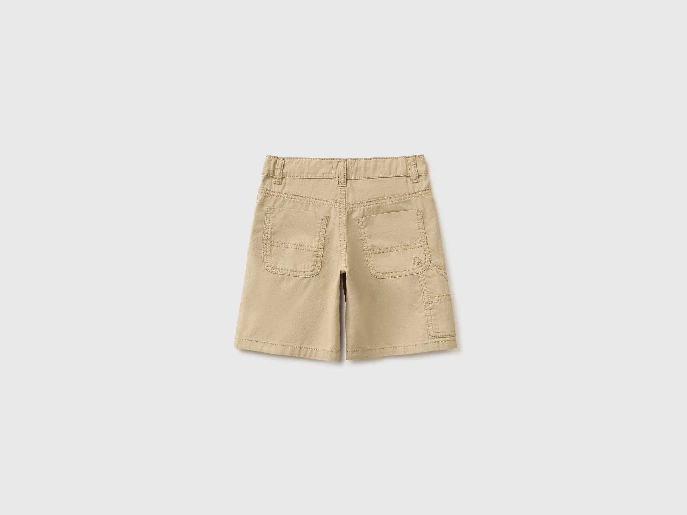Benetton Beige Boys Lightweight Bermuda Shorts with Pockets SKU: 47RGG901Y_00B Image 02