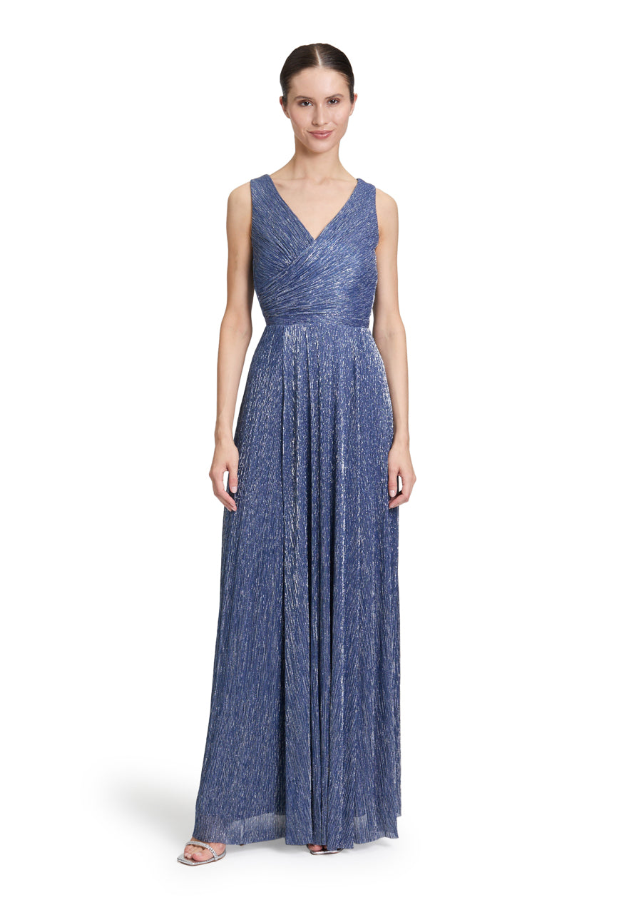 Vera Mont_Classic Blue/White_Evening Dress with Pleats_4819-4669_8819_01