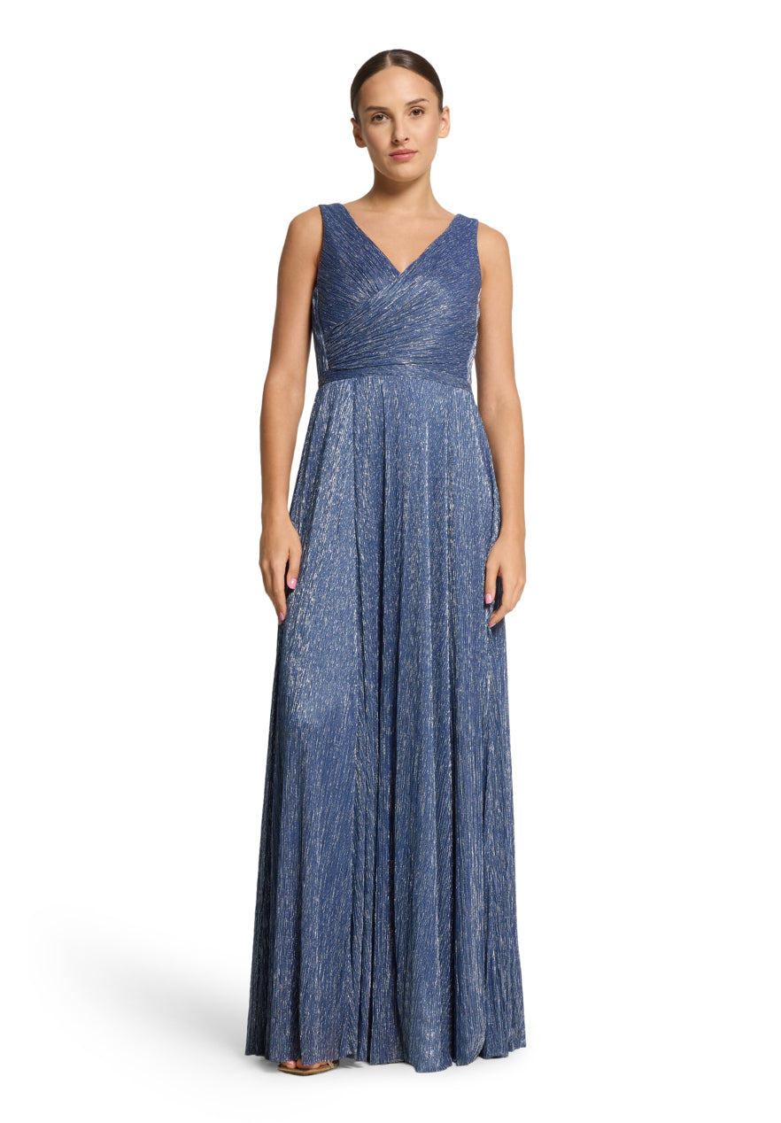 Vera Mont_Classic Blue/White_Evening Dress with Pleats_4819-4669_8819_02