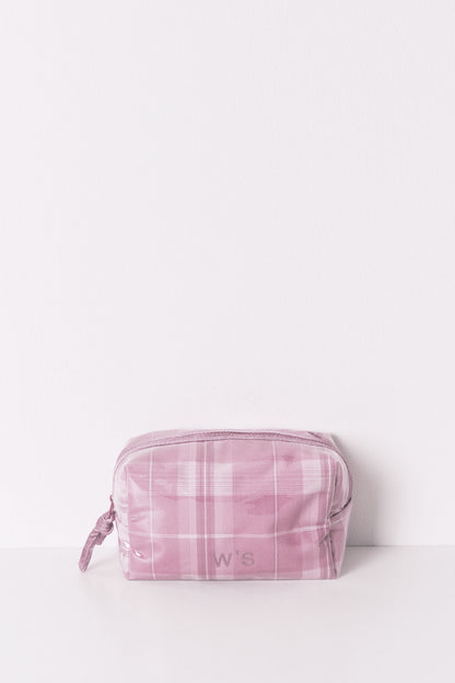 Women Secret_Pink_Medium Pink Checkered Print Vanity Case_4842005_73_01