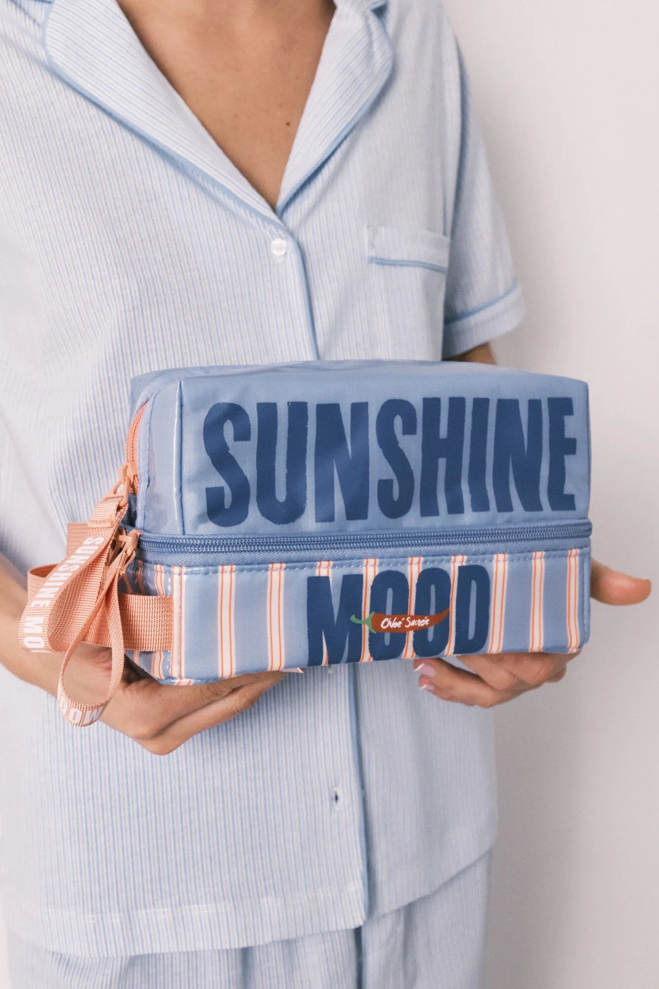 Women Secret Light Blue Women Striped Waterproof Medium Vanity Case SKU: 4843044_16 Image 03