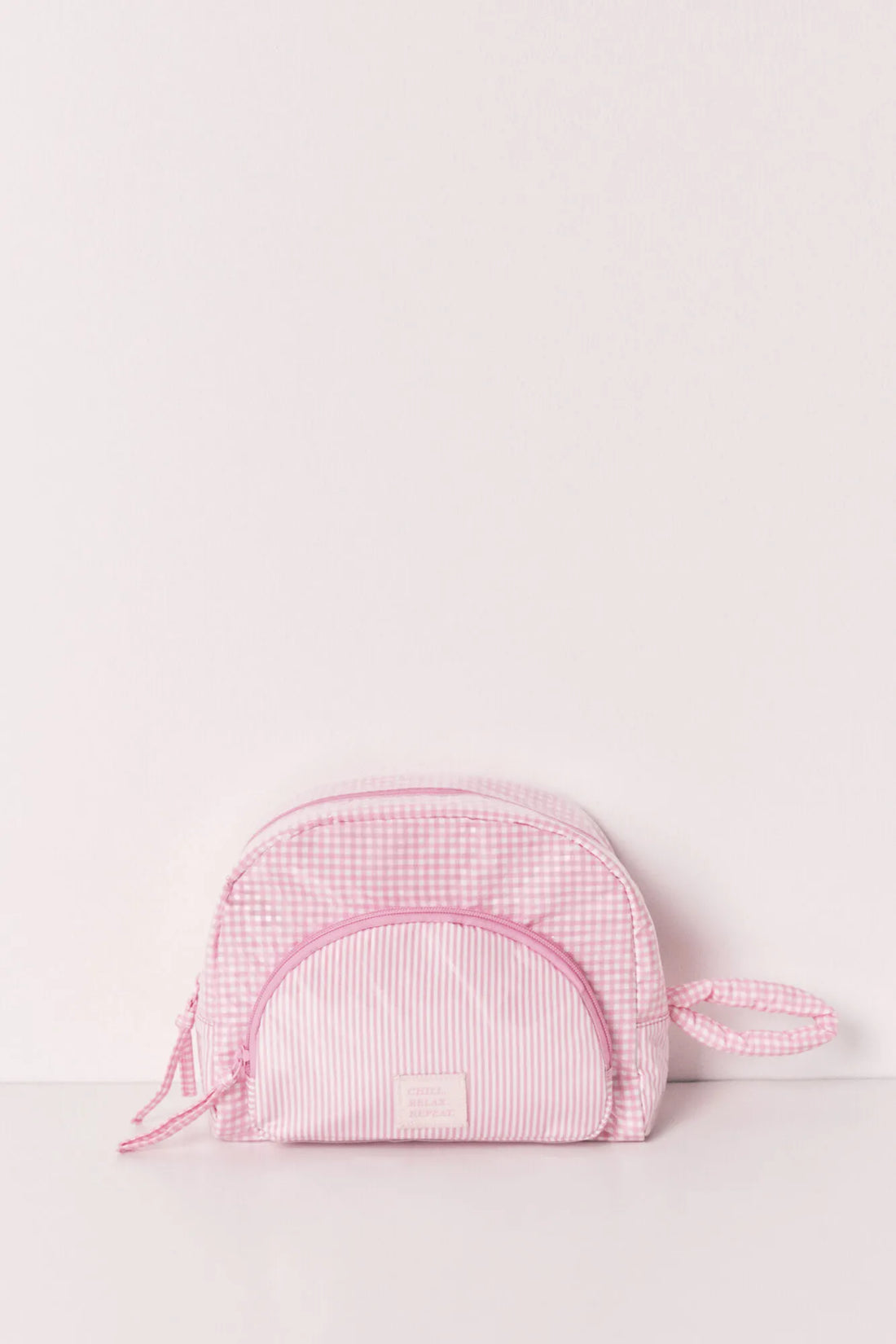Women Secret Pink Women Pink Puffer Checked and Striped Vanity Case SKU: 4843052_70 Image 01