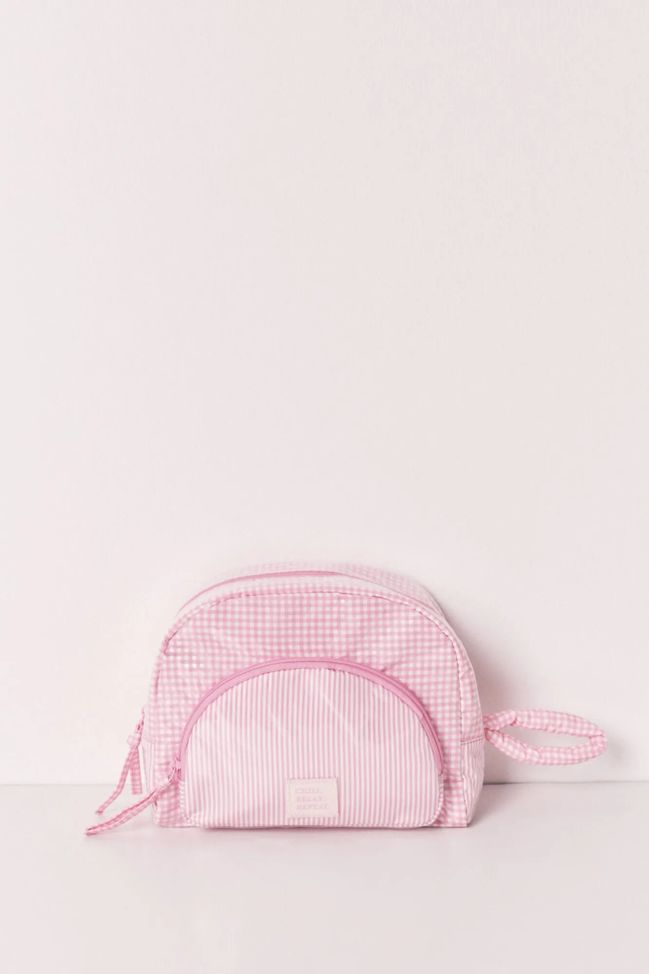 Women Secret Pink Women Pink Puffer Checked and Striped Vanity Case SKU: 4843052_70 Image 01