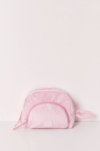 Women Secret Pink Women Pink Puffer Checked and Striped Vanity Case SKU: 4843052_70 Image 01