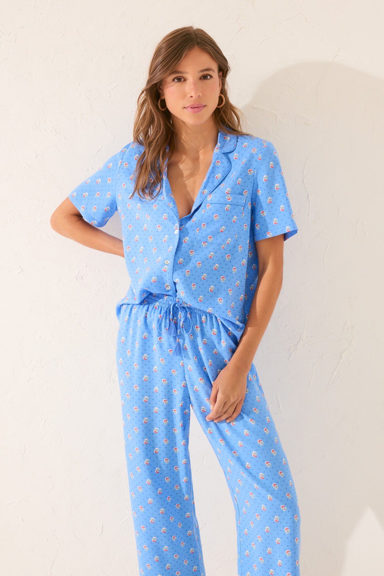 Women Secret_Blue Viscose Capri Classic Pyjamas_4852091_19_03