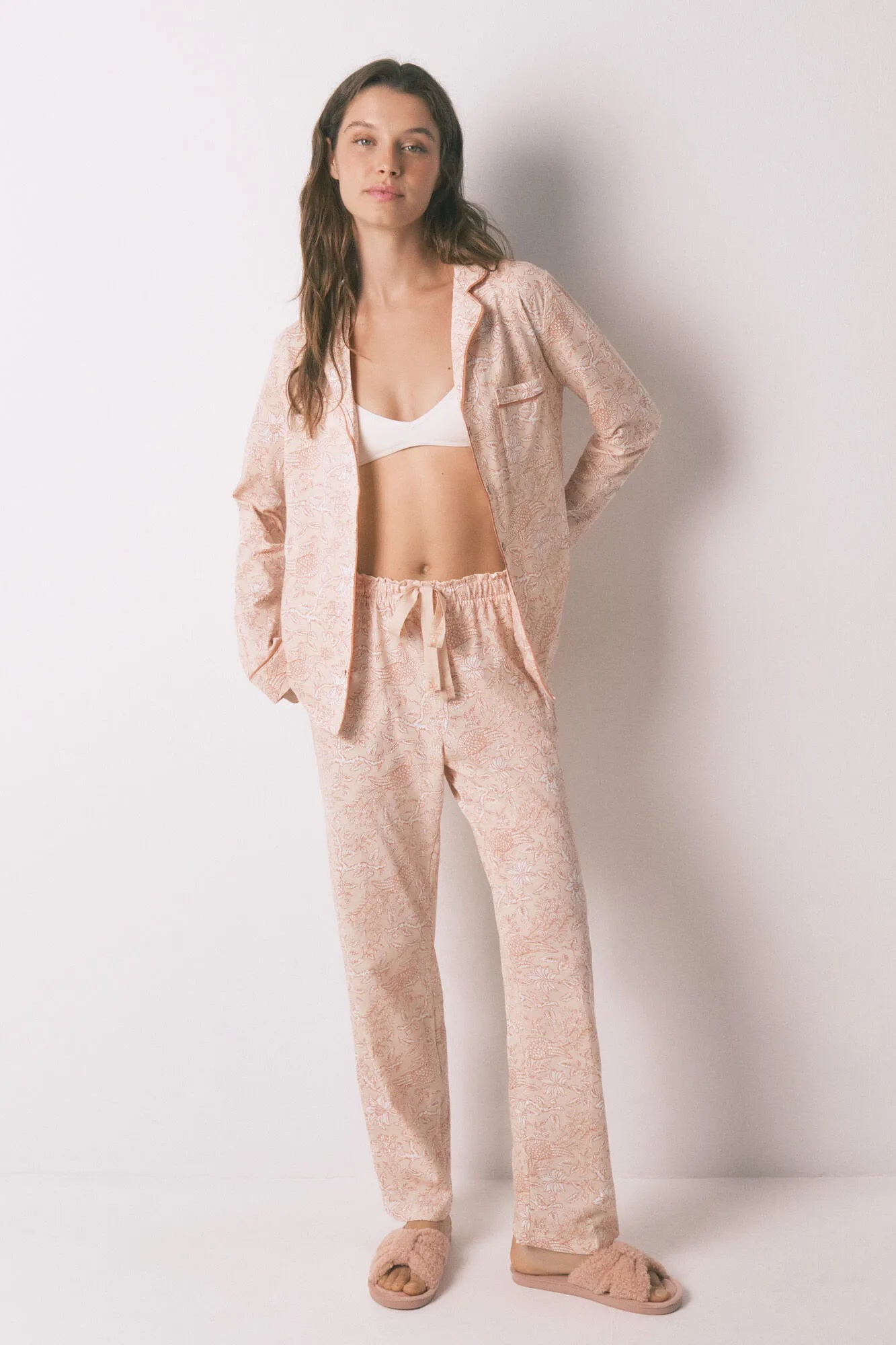 Women Secret_Red_100% Cotton Classic Pyjamas with Orange Flowers_4852096_64_01