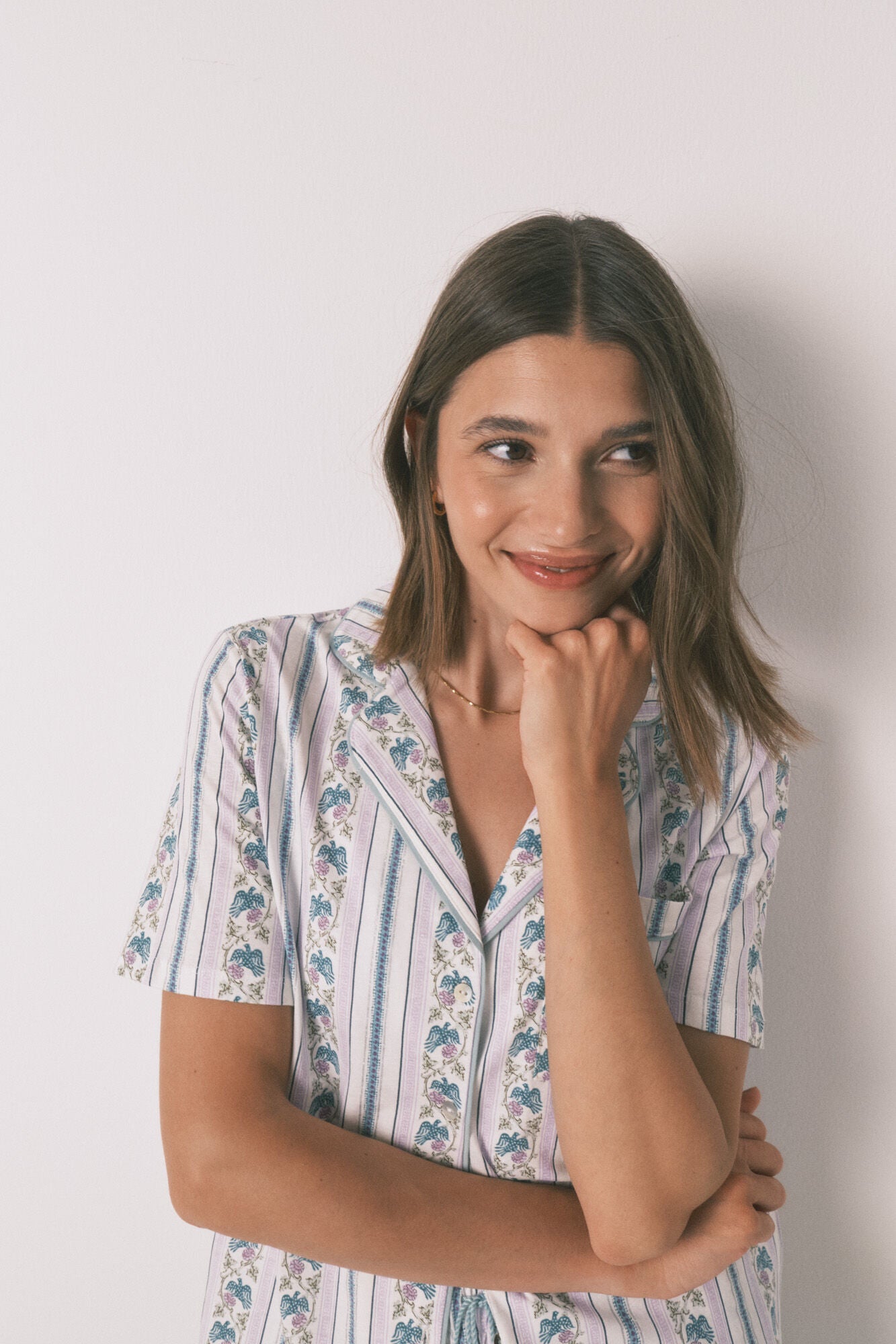 Women Secret_Ivory_100% Cotton Striped Capri Classic Pyjamas_4852097_96_03