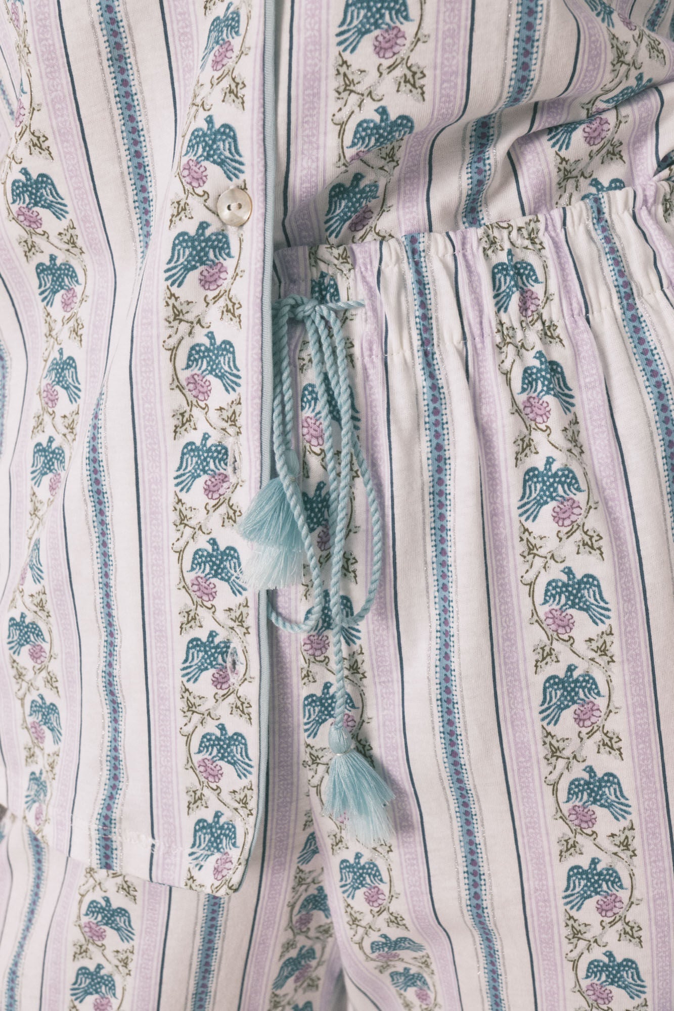 Women Secret_Ivory_100% Cotton Striped Capri Classic Pyjamas_4852097_96_04