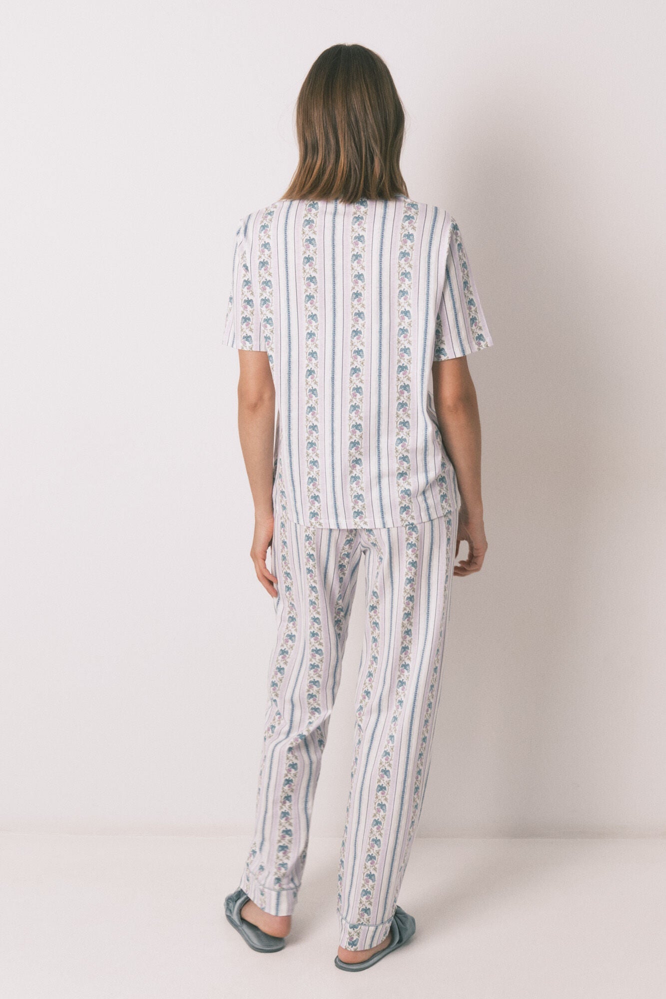 Women Secret_Ivory_100% Cotton Striped Capri Classic Pyjamas_4852097_96_05