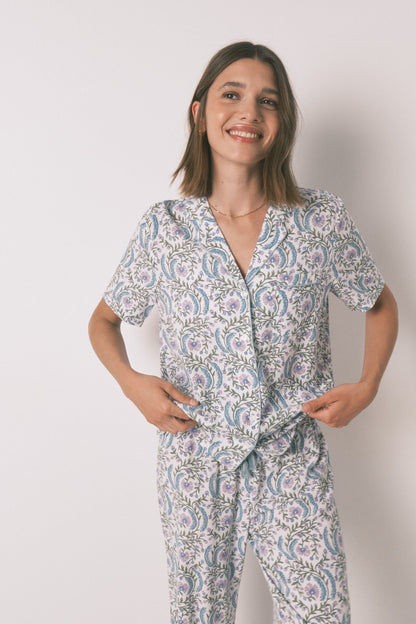 Women Secret_Green_Long Green Floral Classic Pyjamas_4852099_23_01