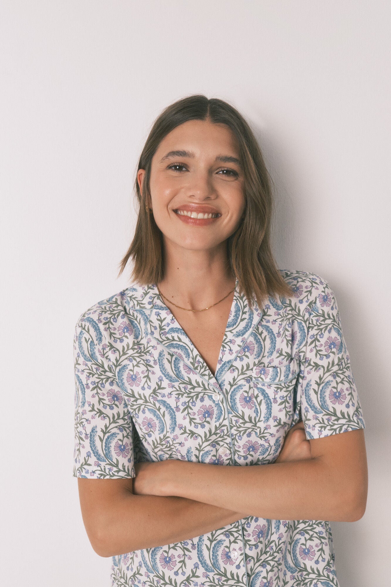 Women Secret_Green_Long Green Floral Classic Pyjamas_4852099_23_03