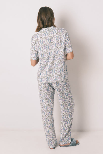 Women Secret_Green_Long Green Floral Classic Pyjamas_4852099_23_05