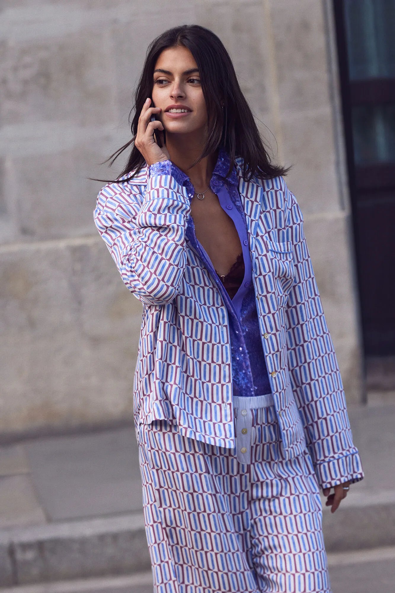 Women Secret_Printed_Long Satin Classic Pyjamas with Geometric Print_4852102_69_01