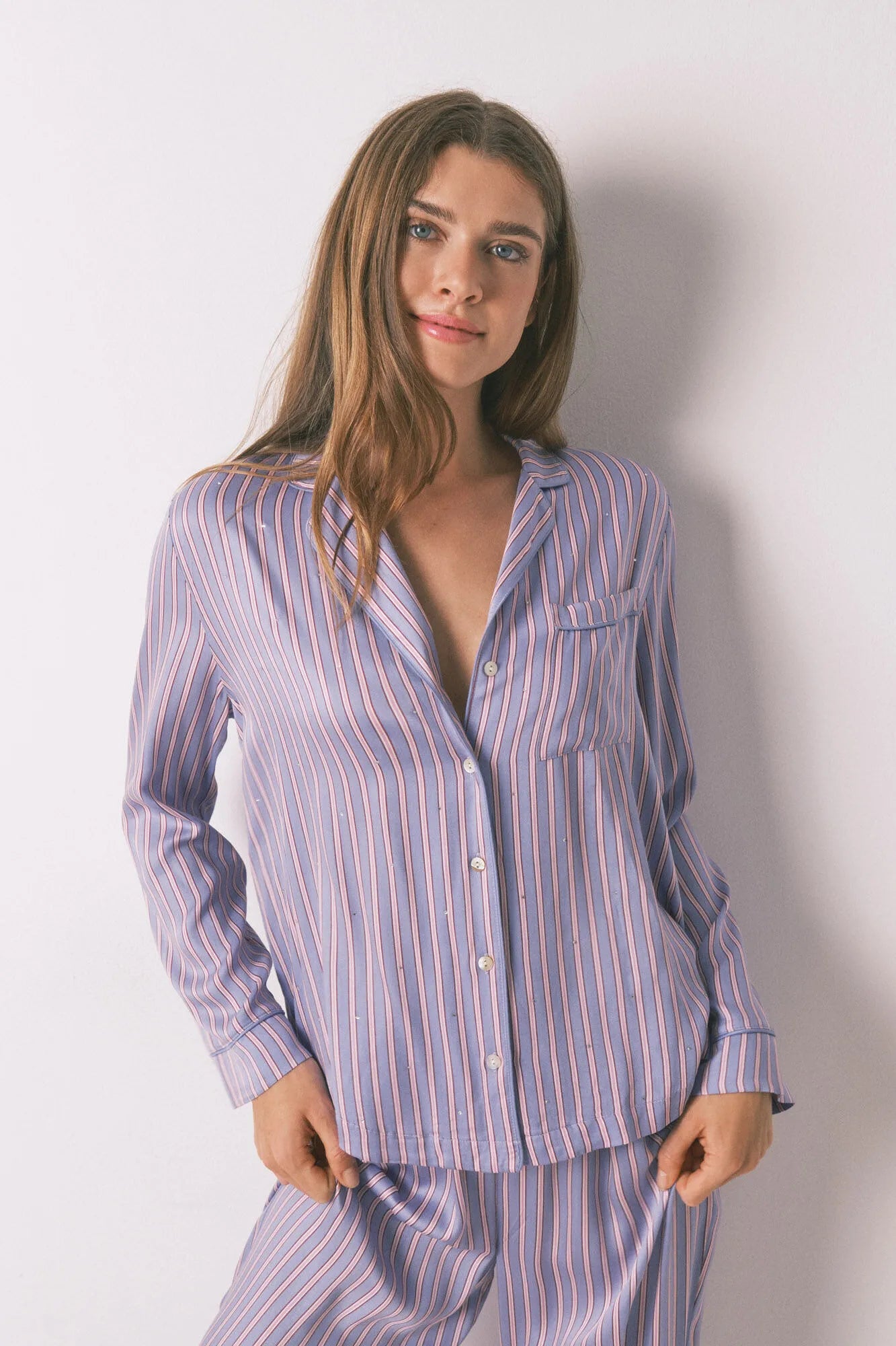 Women Secret_Red_Long Satin Striped Print Classic Pyjamas_4852103_64_04