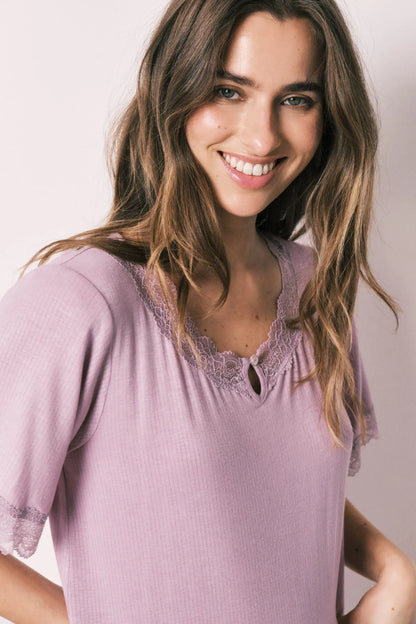 Women Secret Pink Women Pink Viscose Soft Touch Long Nightgown SKU: 4853723_73 Image 01