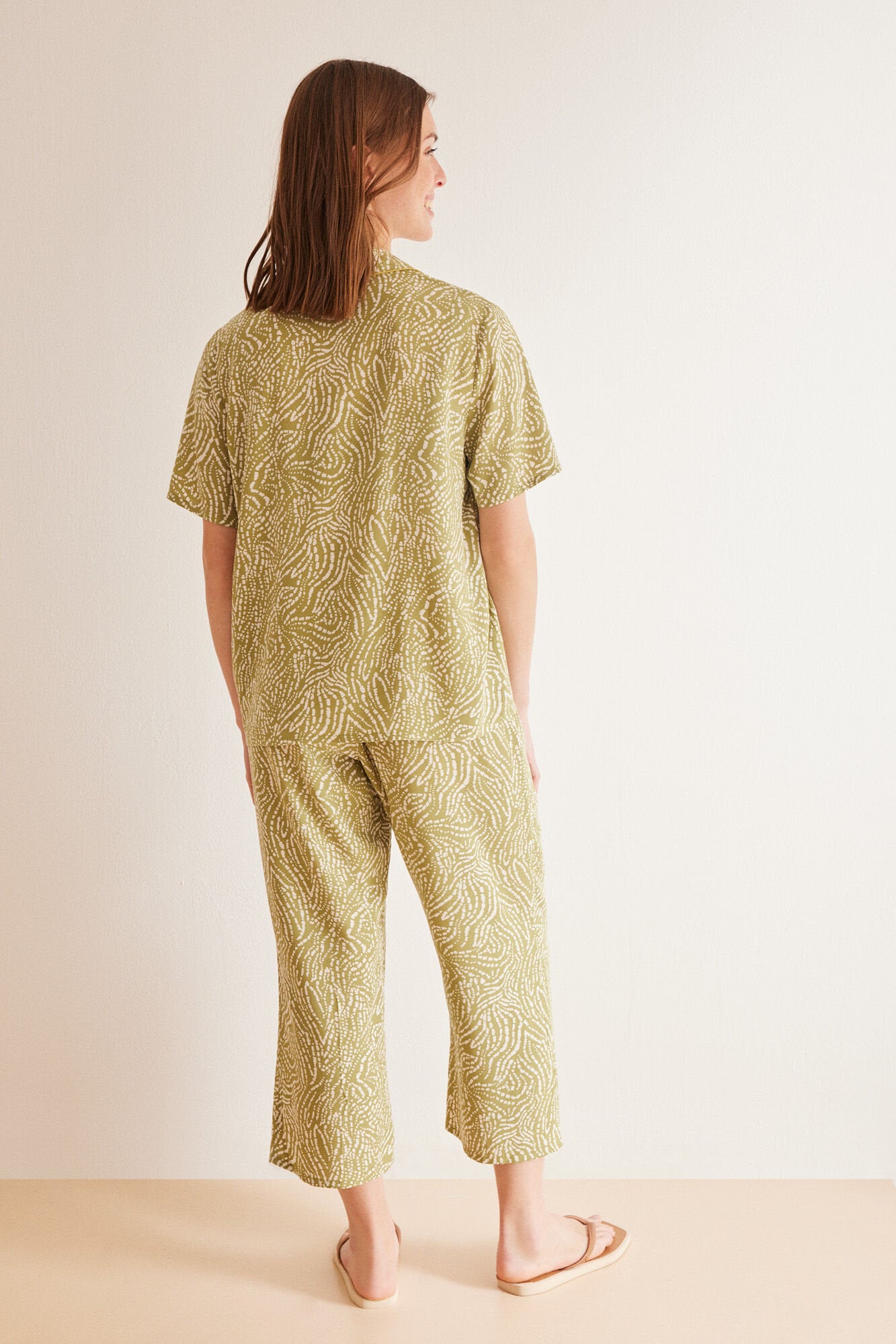 T-Shirt Pajamas Capri Ethnic Green_04