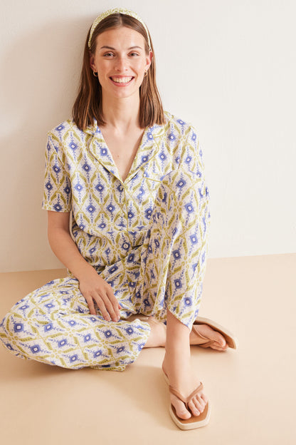 Geometric Ikat T-Shirt Pajamas_06