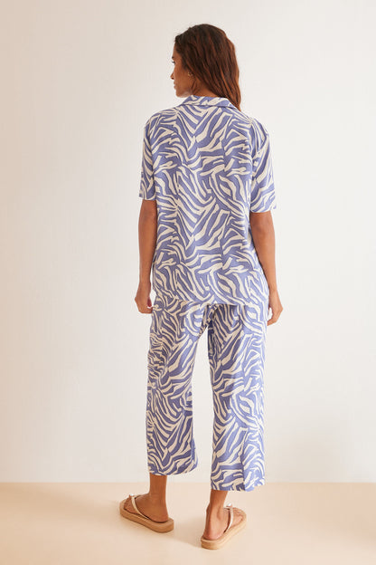 T-Shirt Pajamas Capri Blue Zebra_05