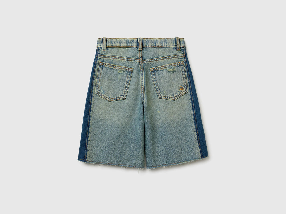 Benetton Blue Boys Two-Tone Denim Bermuda Shorts SKU: 488PC904U_901 Image 02