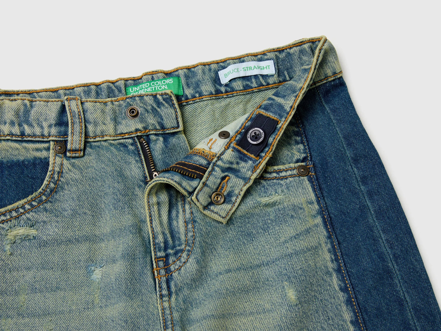 Benetton Blue Boys Two-Tone Denim Bermuda Shorts SKU: 488PC904U_901 Image 03